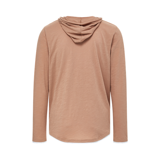 Back view of Praline Unisex Miles Slub Hooded Long Sleeve T-Shirt 24401