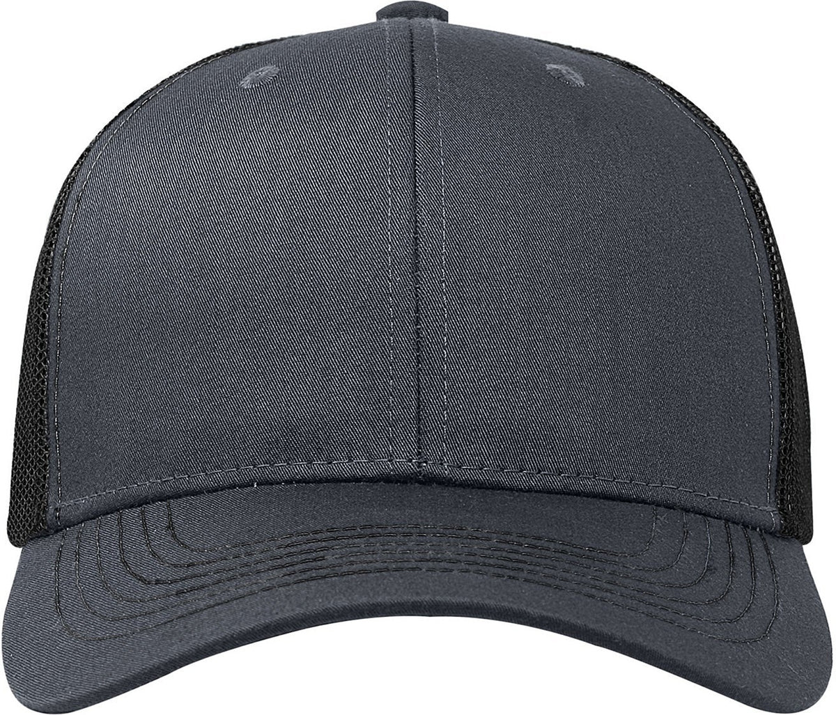 C112 6 Panel Structured Poly/cotton Front Mesh Back - Charcoal-black - Charcoal Black