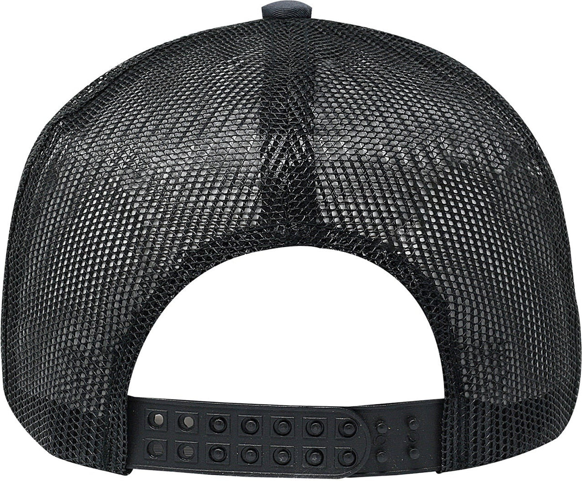 C112 6 Panel Structured Poly/cotton Front Mesh Back - Charcoal-black - Charcoal Black