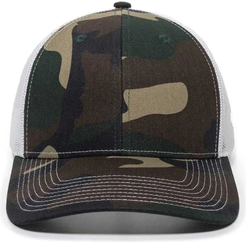 Oc Sports Oc771 Adjustable Mesh Back Cap - Generic Camo White - Green / 6 7/8’’ - 7 1/2’’