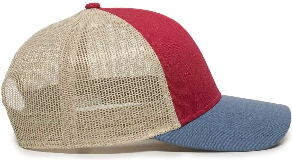 Oc Sports Oc770 Adjustable Mesh Back Cap with Sweatband - Crimson Khaki Light Slate - Red / 6 7/8’’ - 7 1/2’’