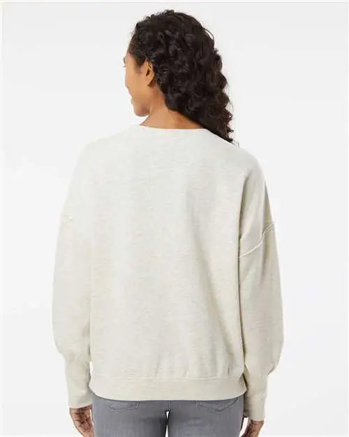 Mv Sport W22712 Women’s Sueded Fleece Crewneck Sweatshirt - Oatmeal