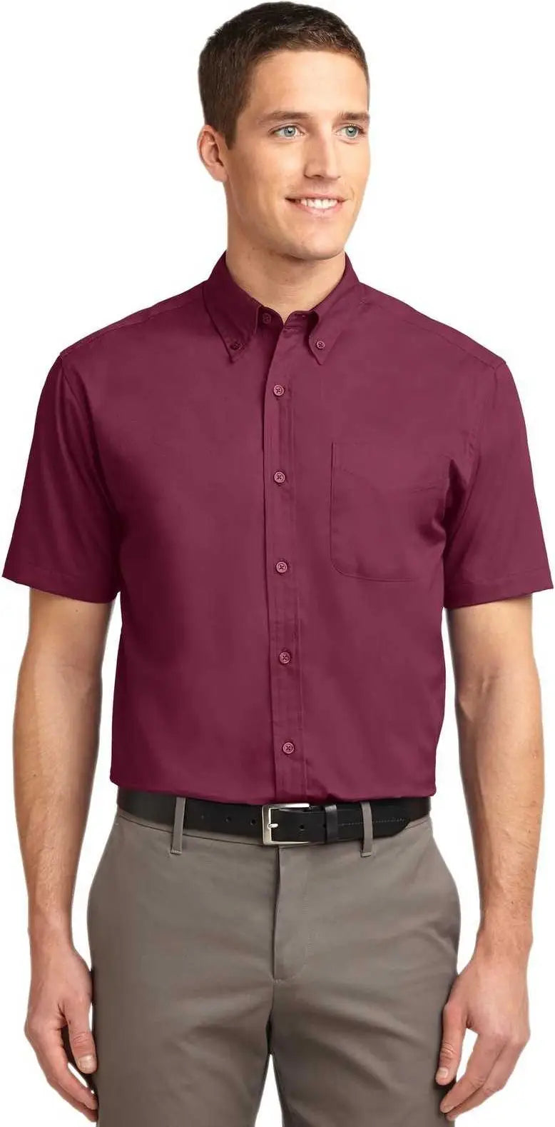 Port Authority S508 Short Sleeve Easy Care Shirt - Burgundy Light Stone