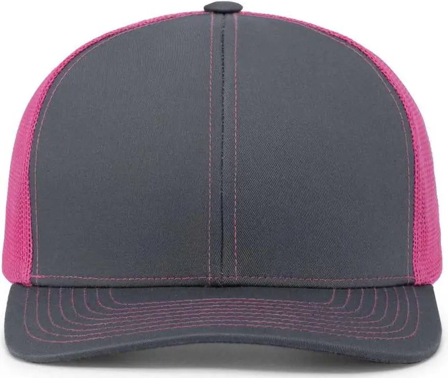 Pacific Headwear 104c Trucker Snapback Cap - Graphite Pink - Dark Gray / Option2 Value