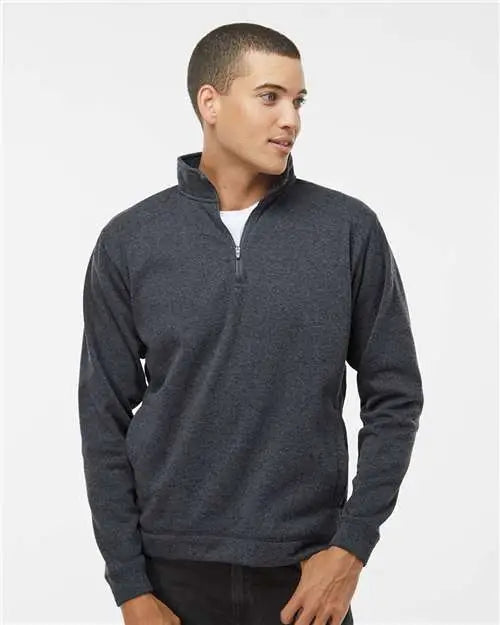 J. America 8614 Cosmic Fleece Quarter-zip Sweatshirt - Onyx Fleck