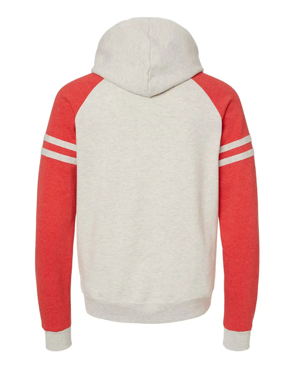 Jerzees 97cr Nublend® Varsity Colorblocked Raglan Hooded Sweatshirt - Oatmeal Heather Fiery Red - Sand / s