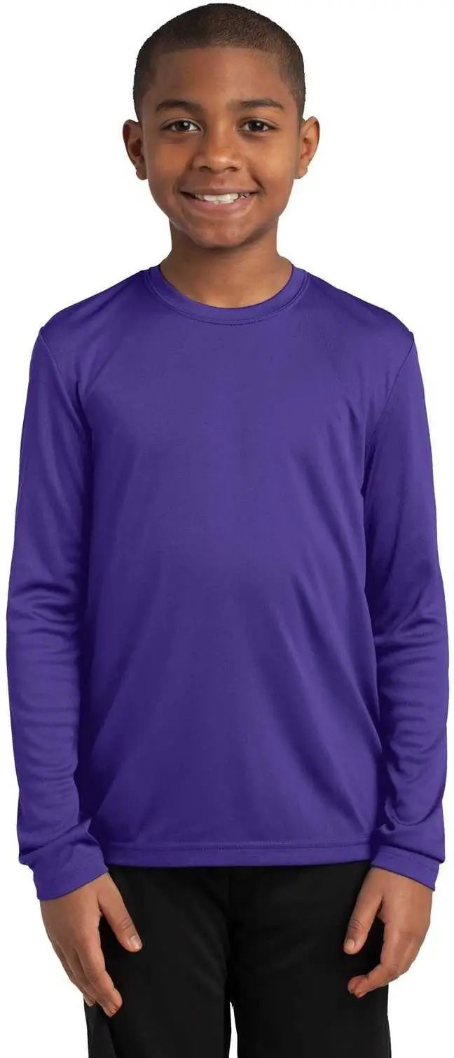 Sport-tek Yst350ls Youth Long Sleeve Posicharge Competitor Tee - Purple