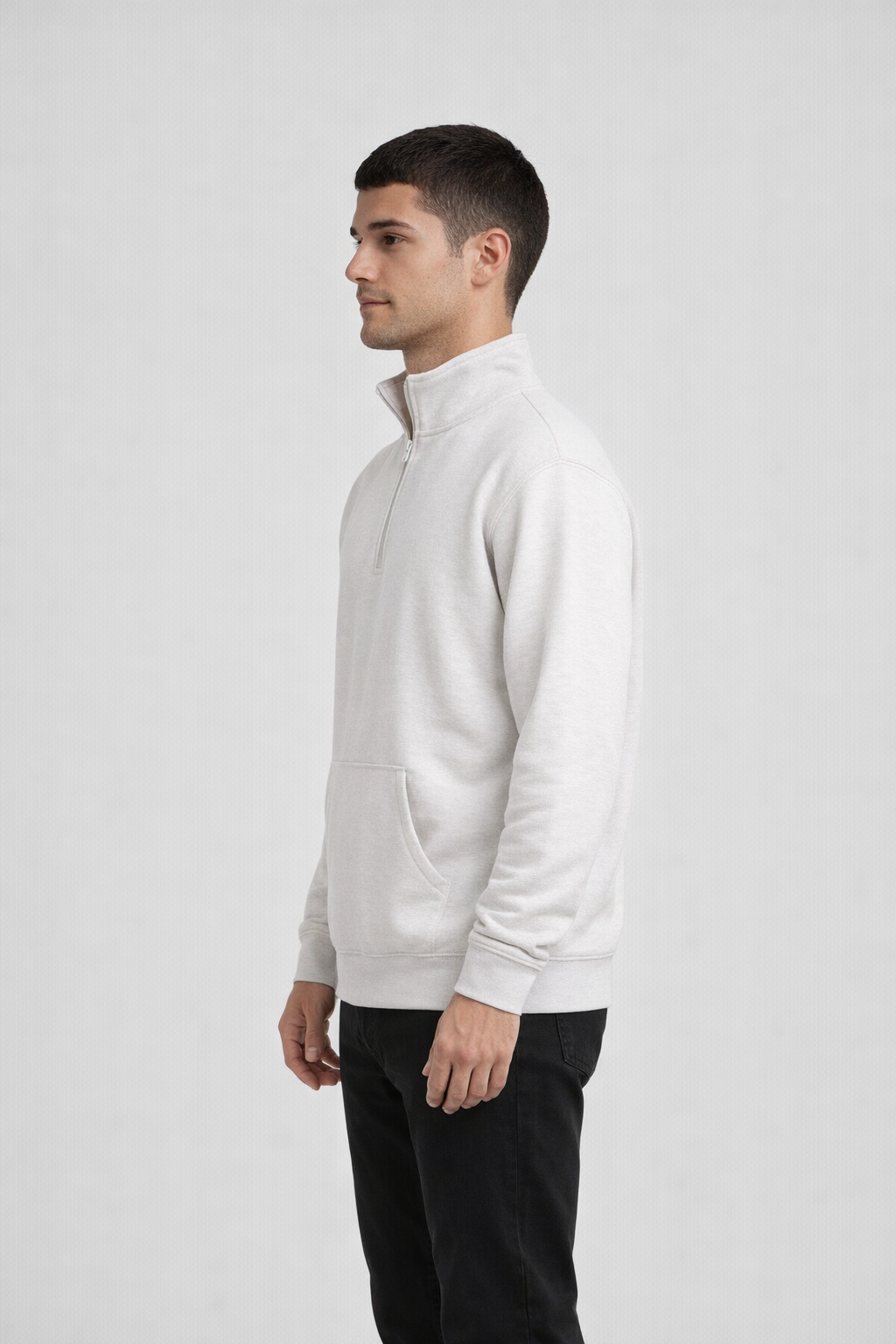 Ash Grey FUNDAMENTAL FLEECE QTR ZIP