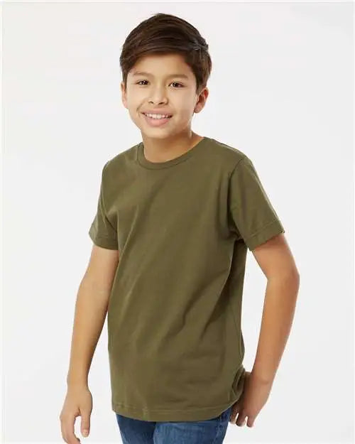 Lat 6101 Youth Fine Jersey Tee - Military Green