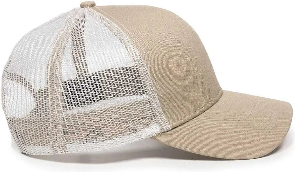 Oc Sports Mbw-600 Team Adjustable Mesh Back Ball Cap - Khaki White - 6 7/8’’ - 7 1/2’’