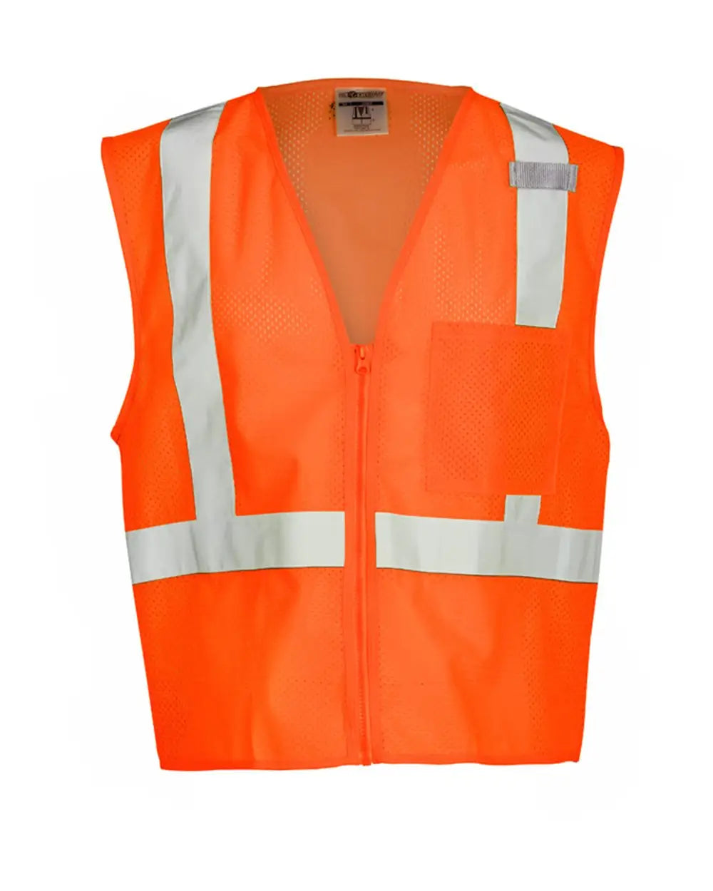 Kishigo 1089-1090 Single Pocket Zipper Mesh Vest - Orange - Forest / m