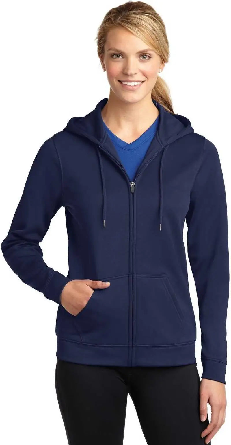Sport-tek Lst238 Ladies Sport-wick Fleece Full-zip Hooded Jacket - Navy