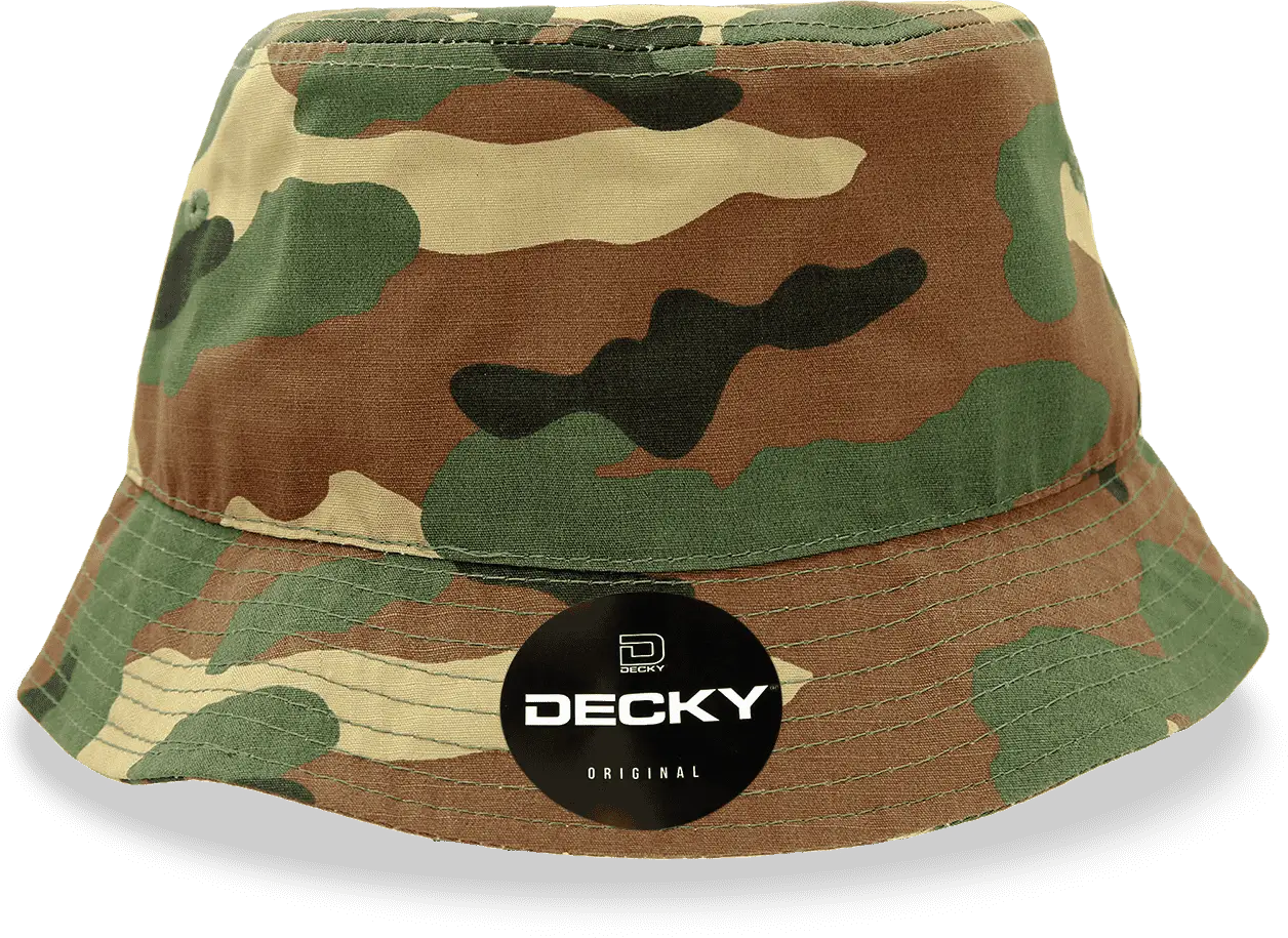 Decky 5301 Ripstop Rain or Shine Hat - Woodland Camo - S/m