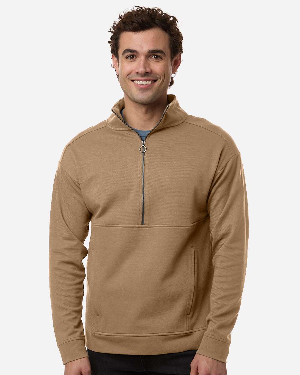 Cafe Men's Mantra Half-Zip Ottoman Pullover - NE220 plain