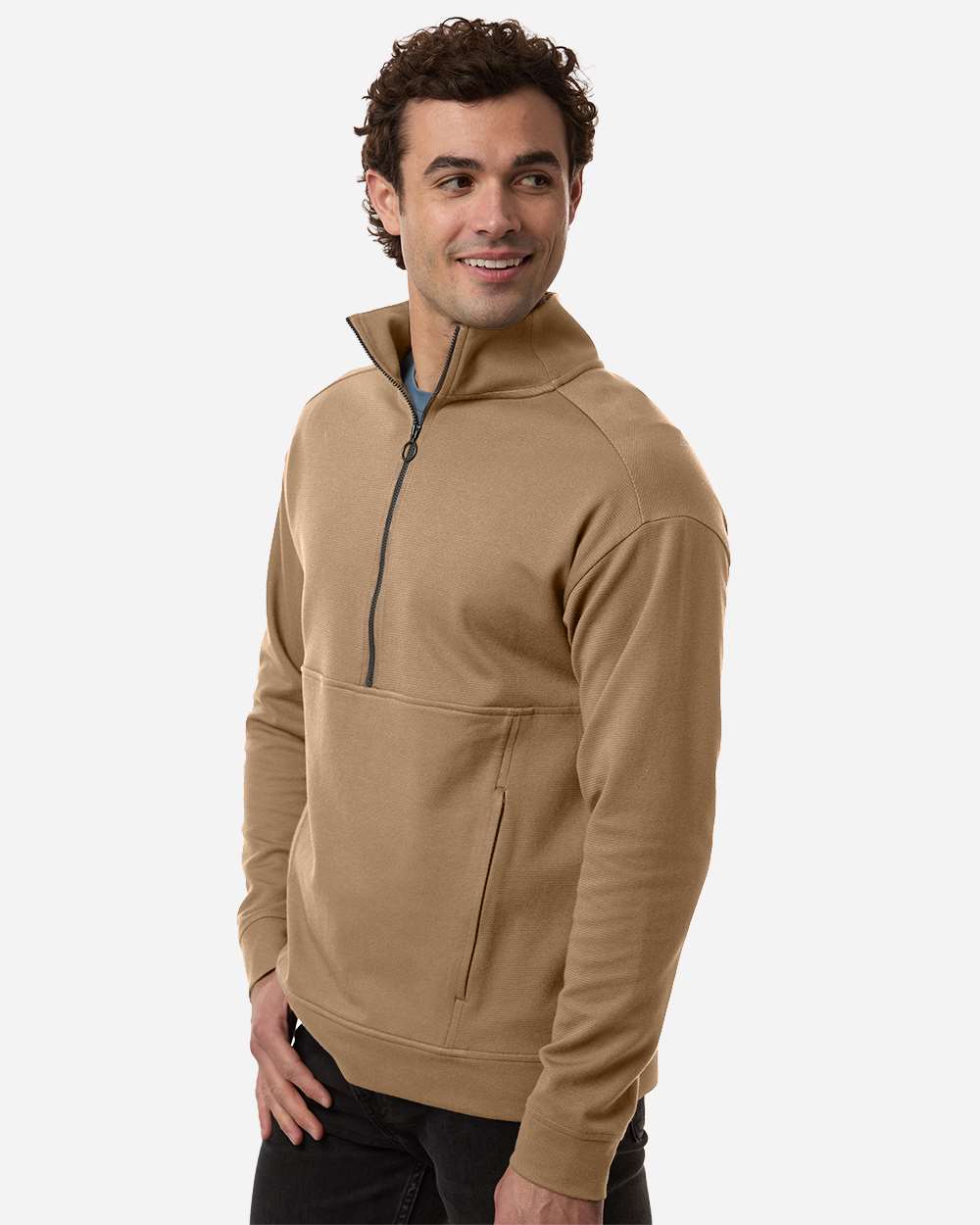 Cafe Men's Mantra Half-Zip Ottoman Pullover - NE220 plain