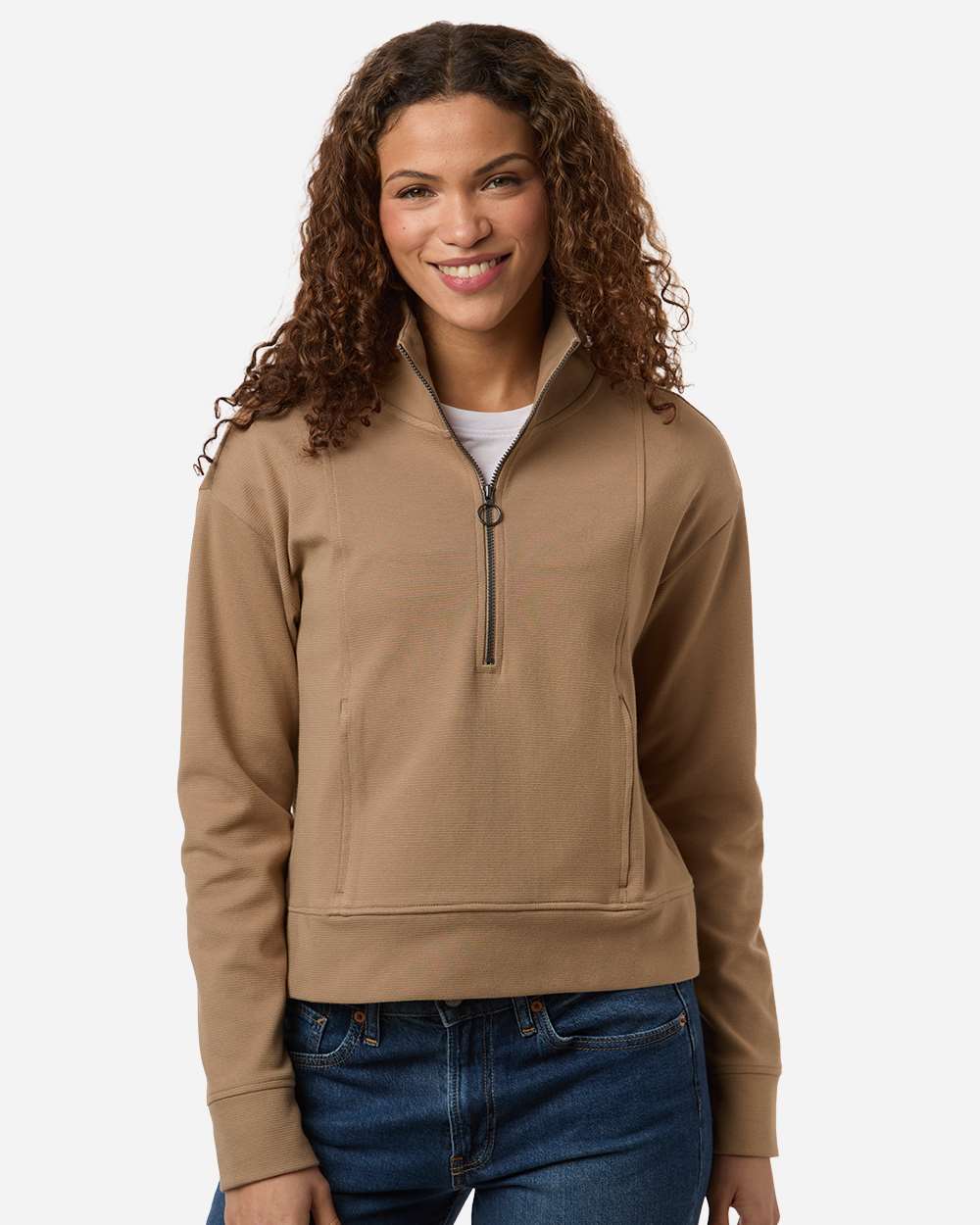 Cafe Women's Mantra Half-Zip Ottoman Pullover - NE220W plain