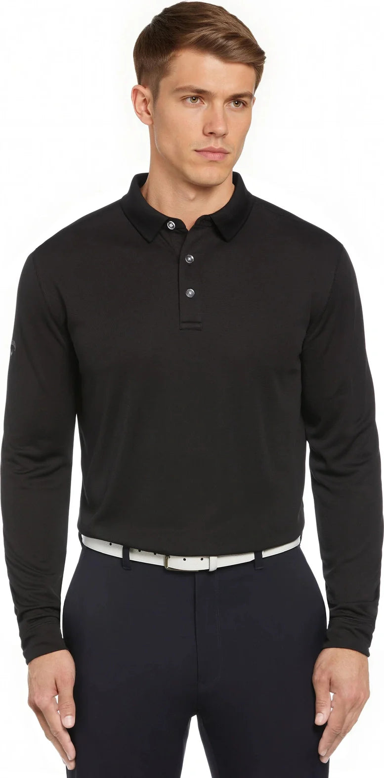 Callaway Golf Cgm670 Solid Long Sleeve Polo - Black - Adult Xs