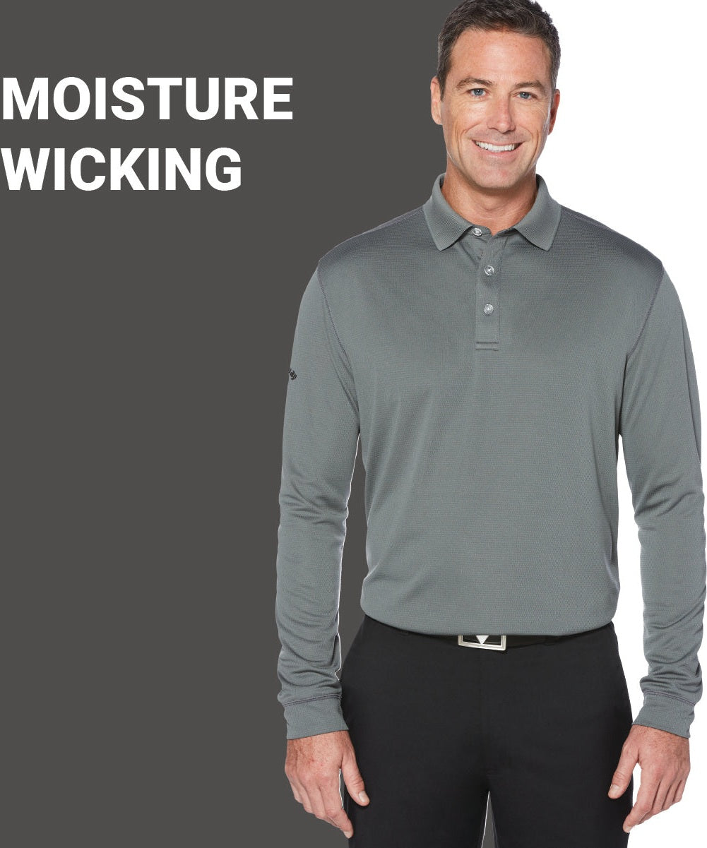 Callaway Golf Cgm670 Solid Long Sleeve Polo - Black