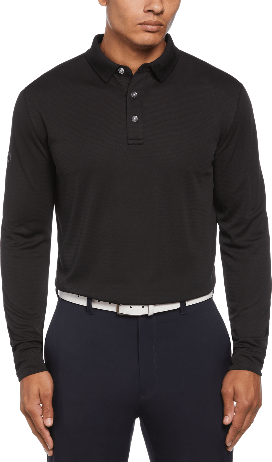 Callaway Golf Cgm670 Solid Long Sleeve Polo - Black