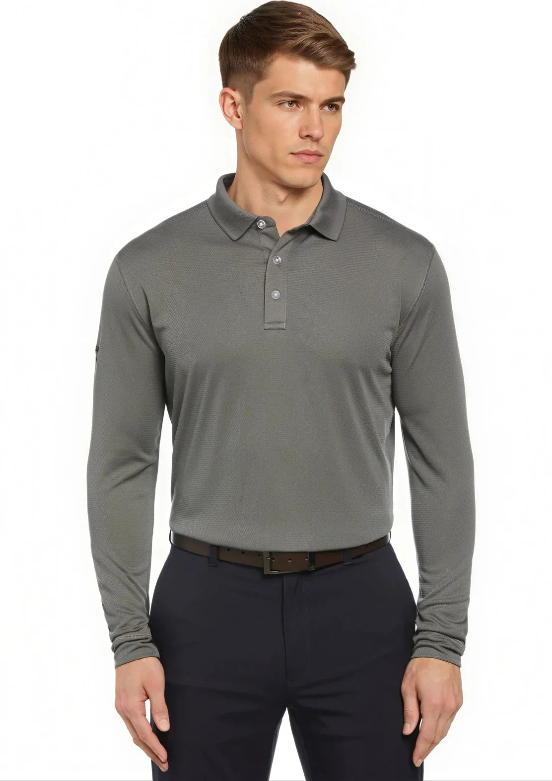 Callaway Golf Cgm670 Solid Long Sleeve Polo - Smoked Pearl