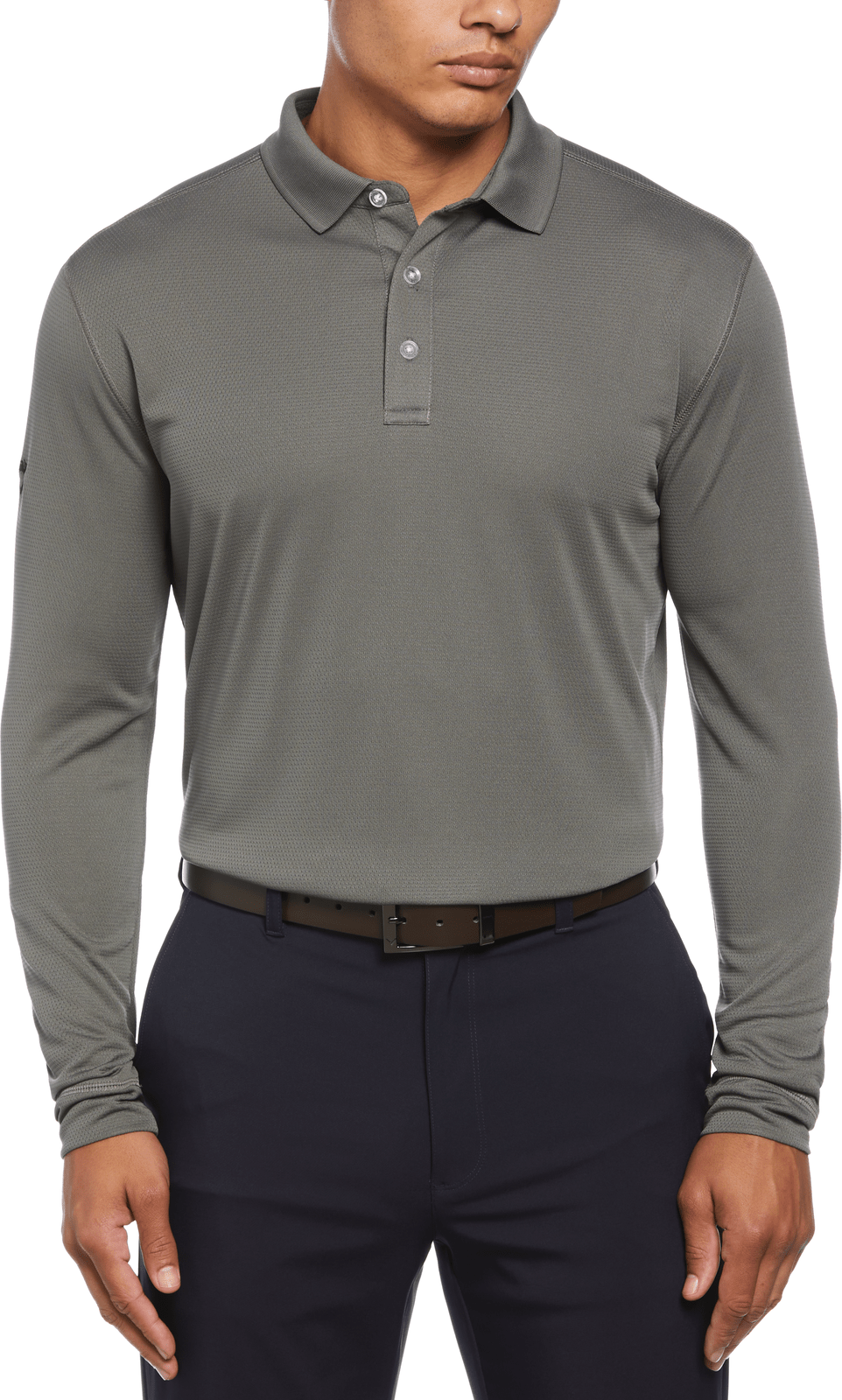 Callaway Golf Cgm670 Solid Long Sleeve Polo - Smoked Pearl