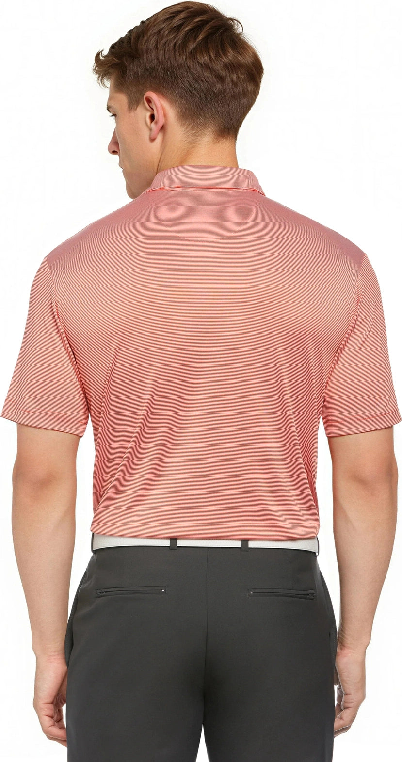Callaway Golf Cgm711 Short Sleeve Fine Line Stripe Polo - Cayenne Apricot Blush - Cayenne/apricot / Adult s