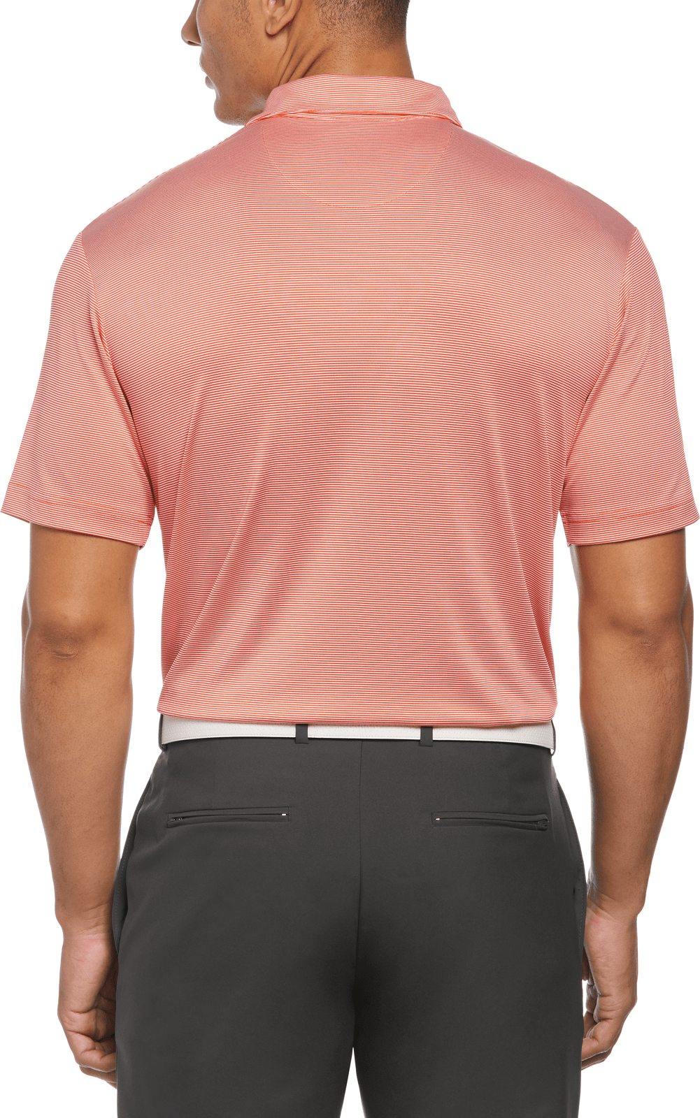 Callaway Golf Cgm711 Short Sleeve Fine Line Stripe Polo - Cayenne Apricot Blush