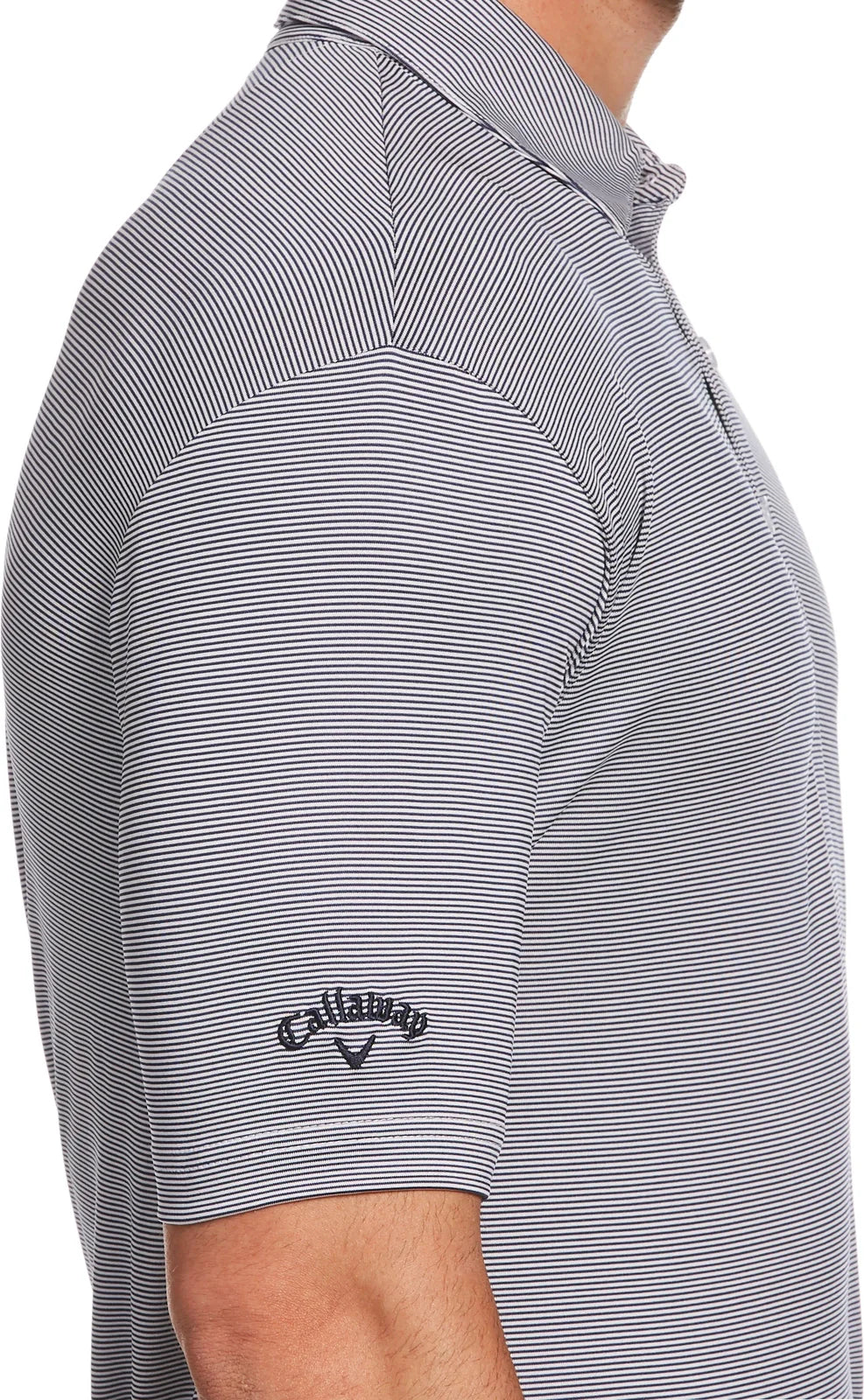 Callaway Golf Cgm711 Short Sleeve Fine Line Stripe Polo - Peacoat White