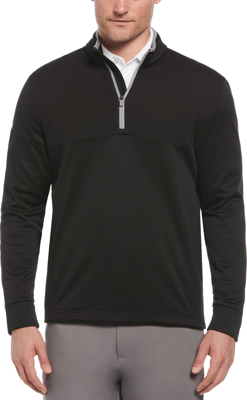 Callaway Golf Cgm715 Long Sleeve Ottoman Fleece 1/4 Zip Pullover Sweater - Black