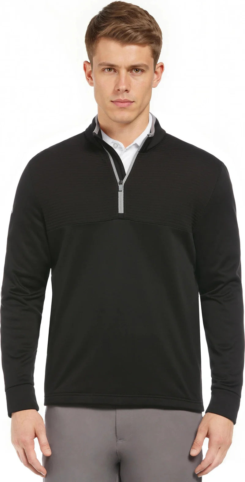 Callaway Golf Cgm715 Long Sleeve Ottoman Fleece 1/4 Zip Pullover Sweater - Black - Adult s
