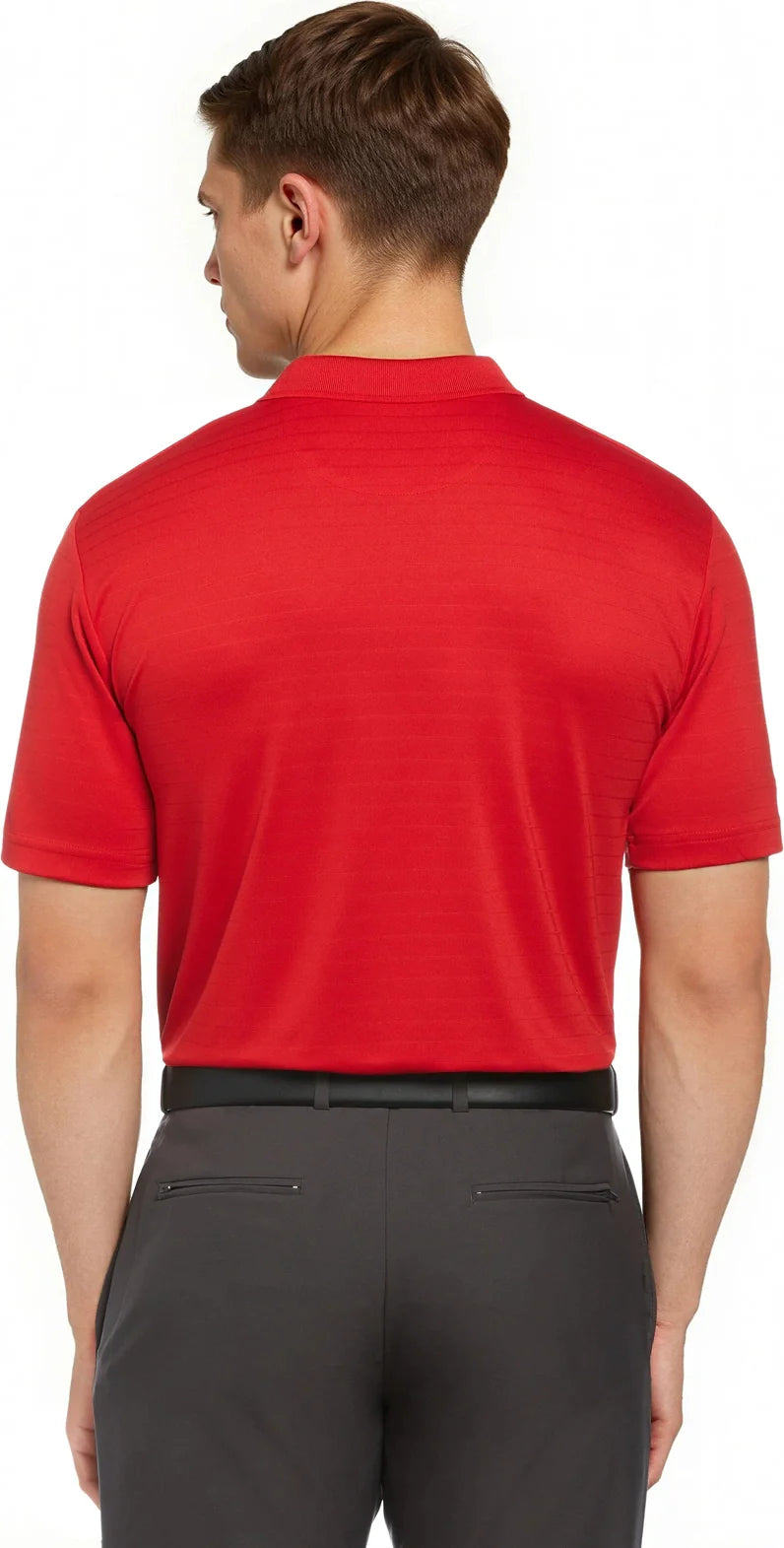 Callaway Golf Cgm754 Men’s Short Sleeve Eco Horizontal Textured Polo - Salsa
