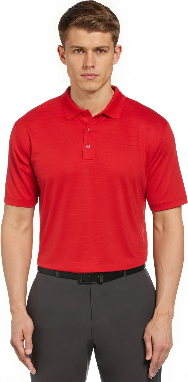 Callaway Golf Cgm754 Men’s Short Sleeve Eco Horizontal Textured Polo - Salsa - Adult s