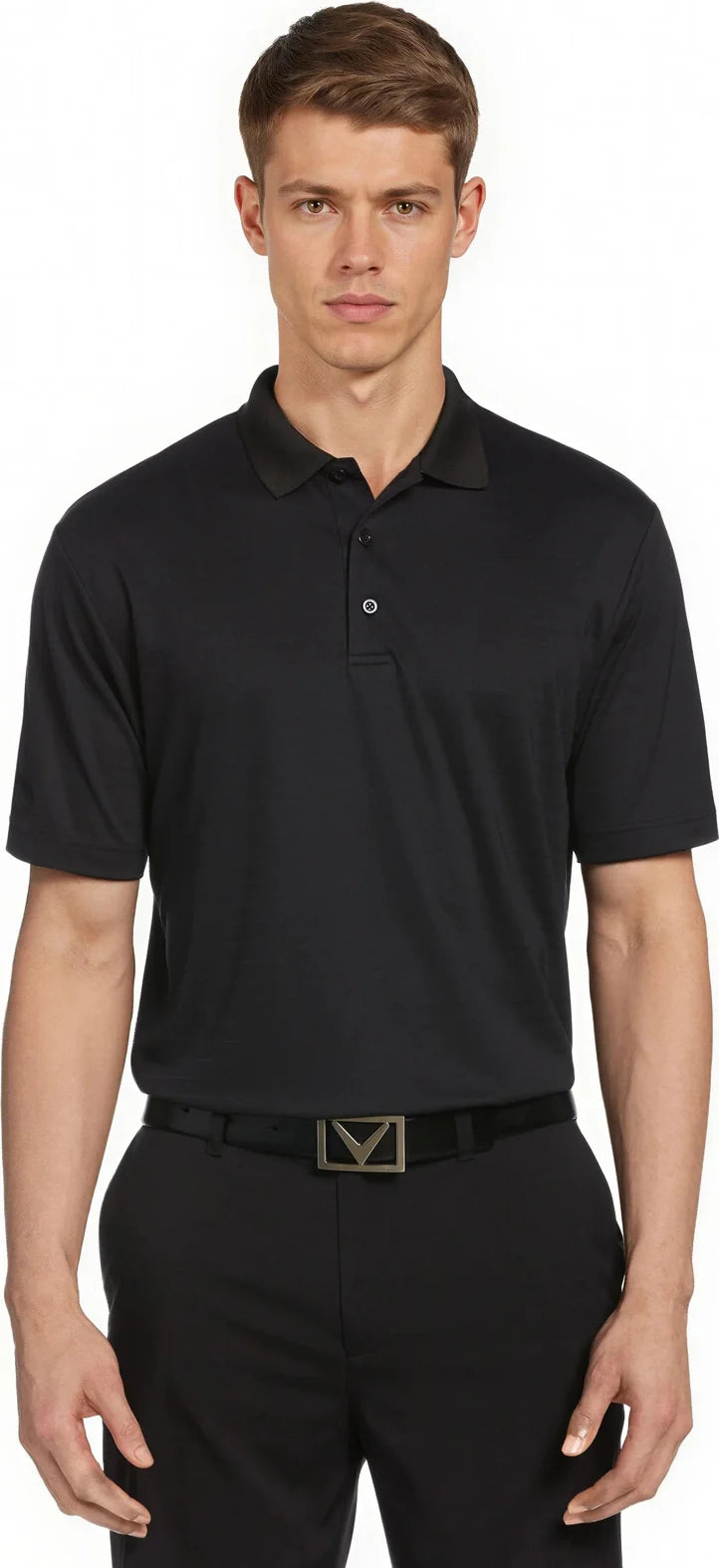 Callaway Golf Cgm754 Men’s Short Sleeve Eco Horizontal Textured Polo - Black - Adult s