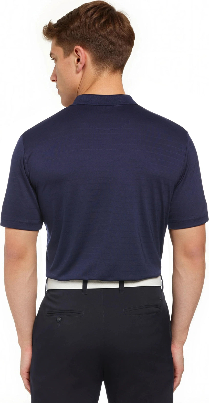 Callaway Golf Cgm754 Men’s Short Sleeve Eco Horizontal Textured Polo - Peacoat