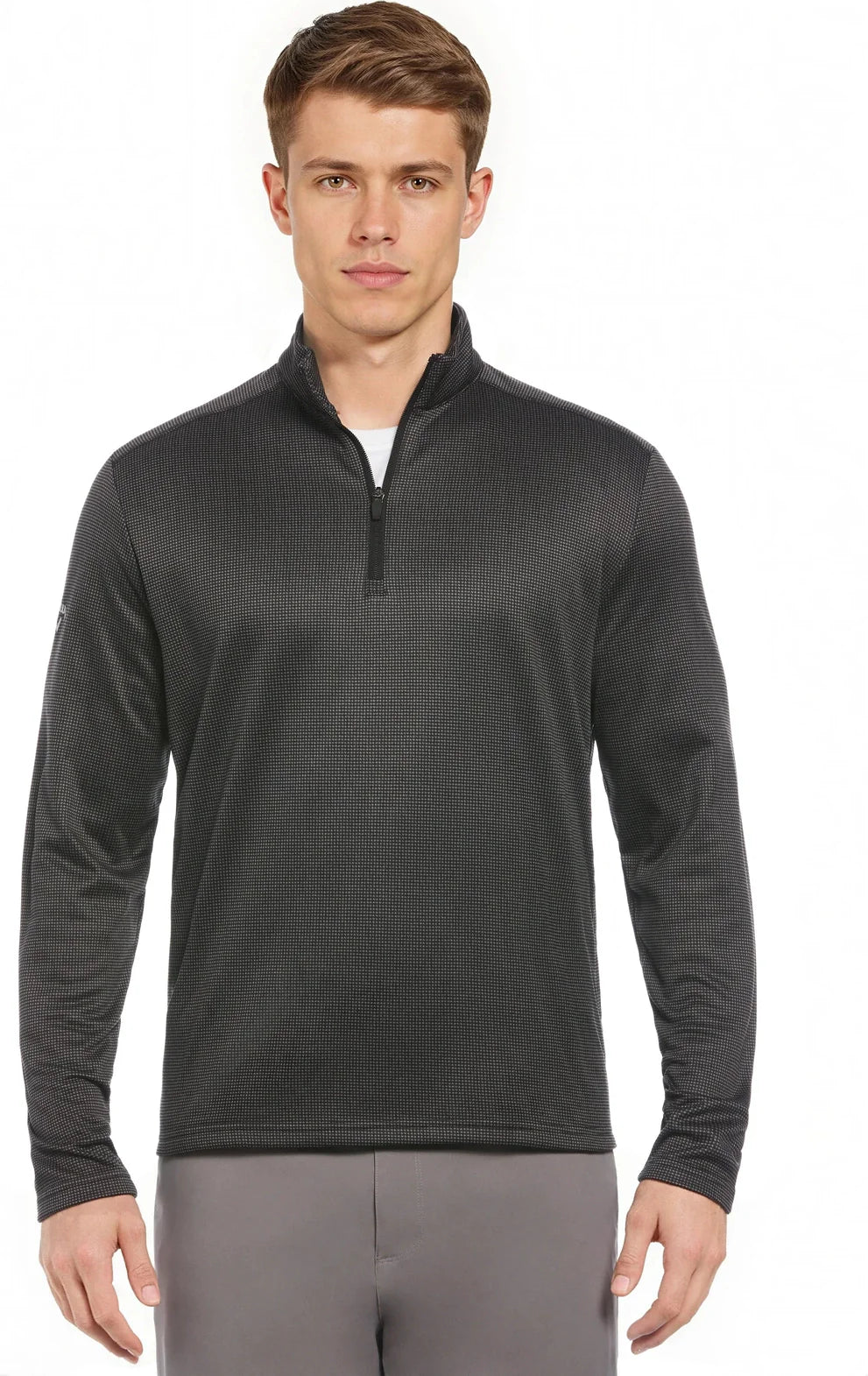 Callaway Golf Cgm768 Men’s Houndstooth 1/4 Zip Pullover - Black - Adult s