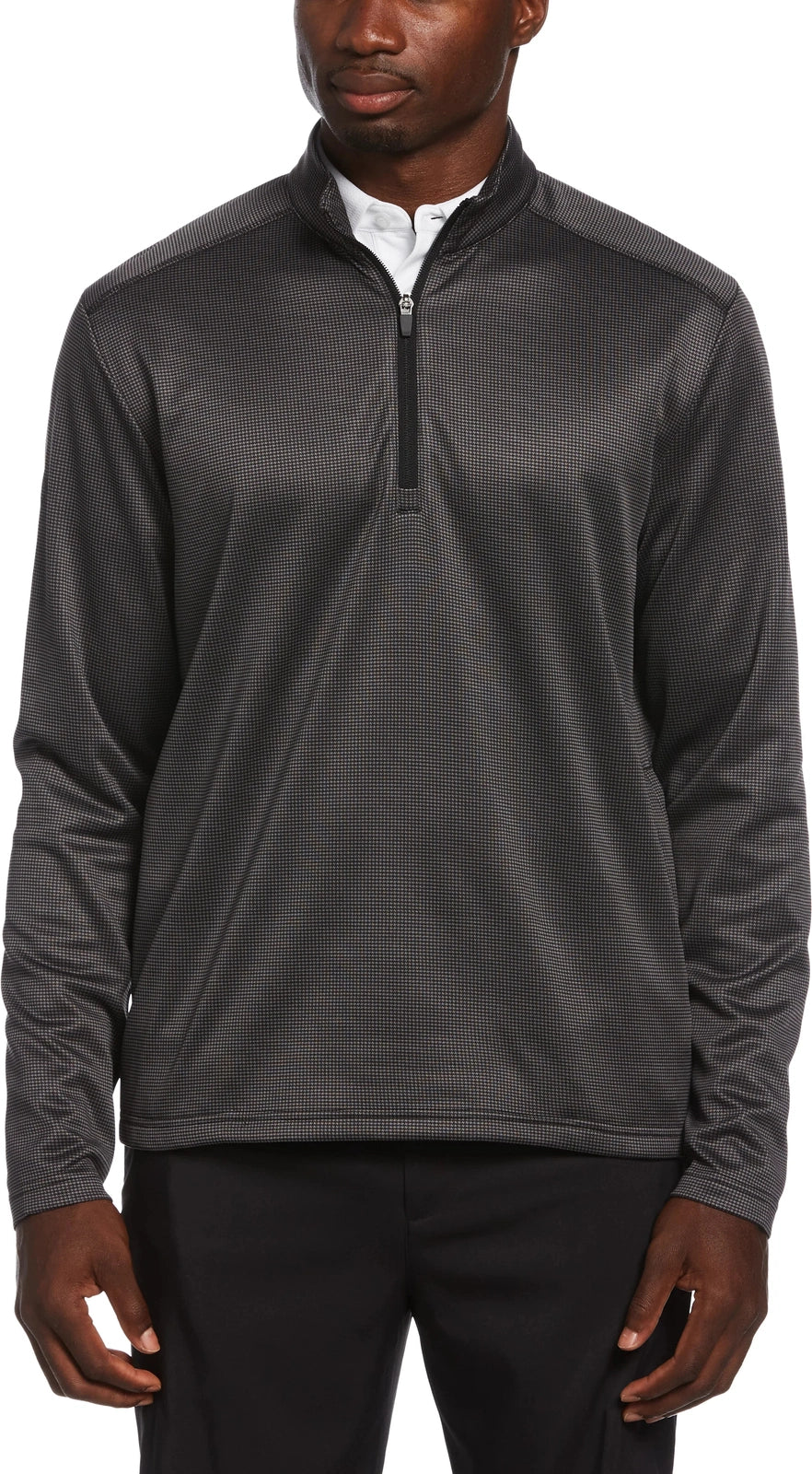 Callaway Golf Cgm768 Men’s Houndstooth 1/4 Zip Pullover - Black