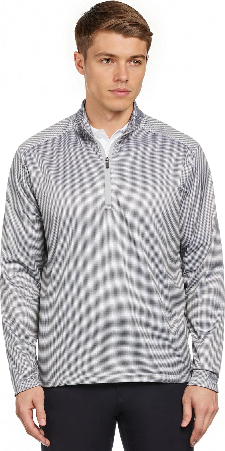 Callaway Golf Cgm768 Men’s Houndstooth 1/4 Zip Pullover - White - Adult s