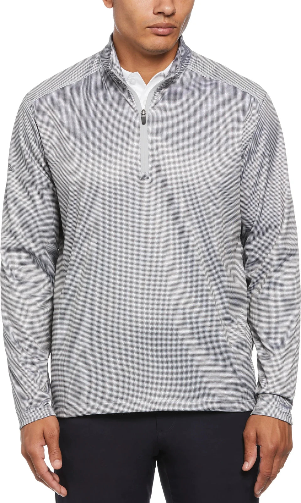 Callaway Golf Cgm768 Men’s Houndstooth 1/4 Zip Pullover - White