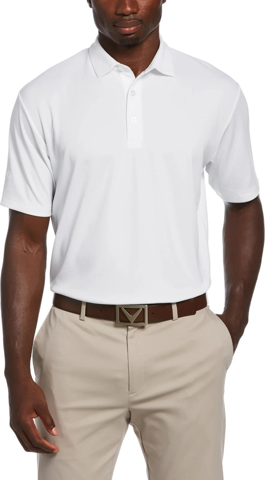 Callaway Golf Cgm776 Short Sleeve Men’s Micro Texture Polo - White