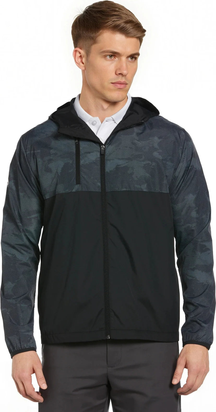 Callaway Golf Cgm788 Men’s Long Sleeve Packable Wind Jacket - Caviar - Adult s