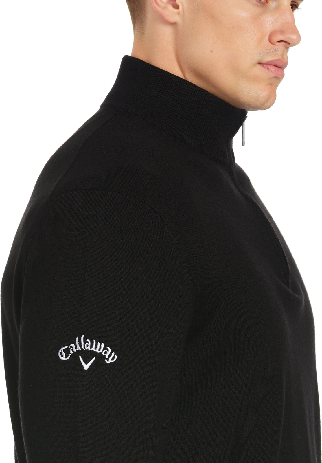 Callaway Golf Cgm790 Men’s Long Sleeve 1/4 Merino Sweater - Black Ink