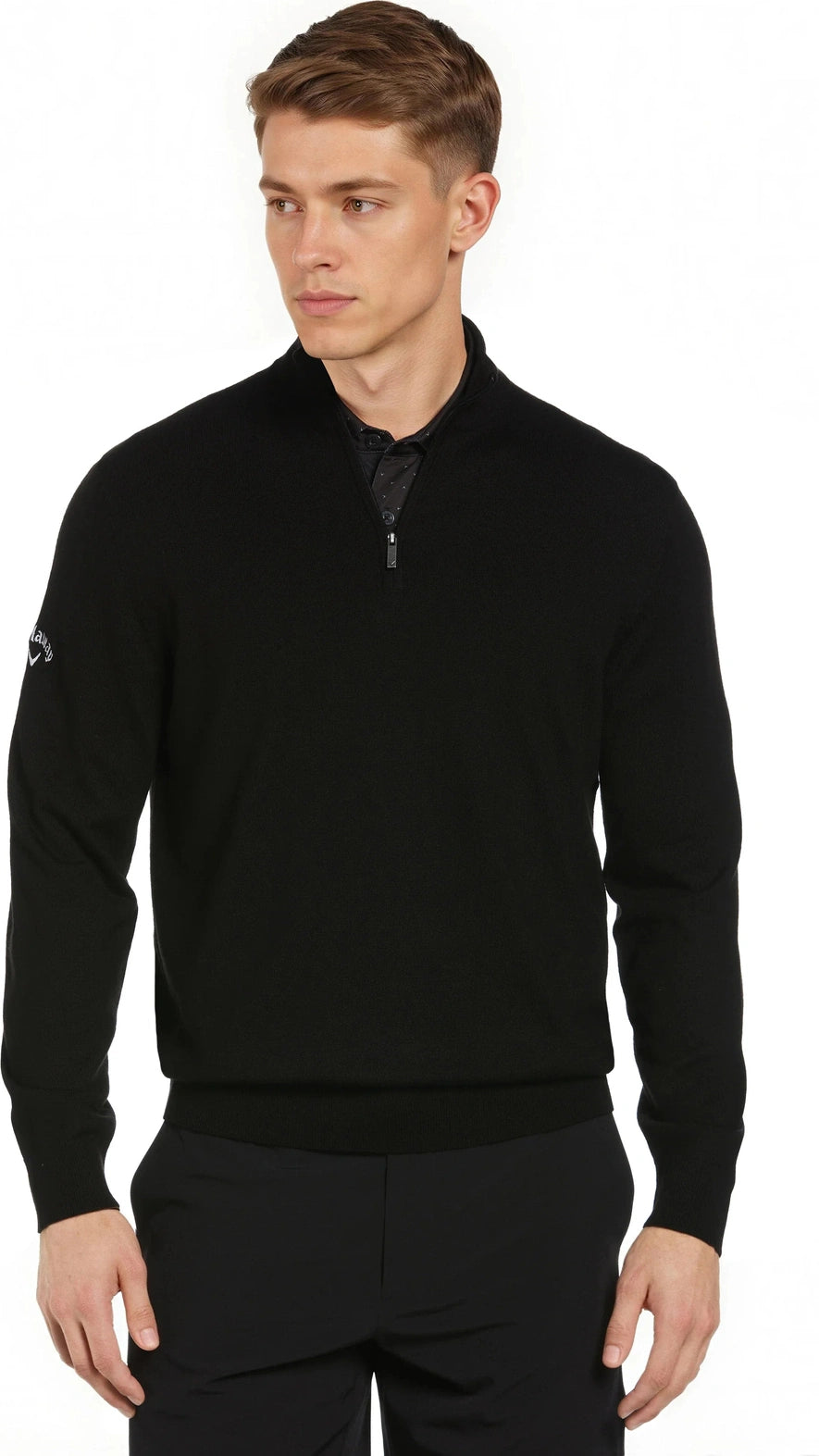Callaway Golf Cgm790 Men’s Long Sleeve 1/4 Merino Sweater - Black Ink - Adult s