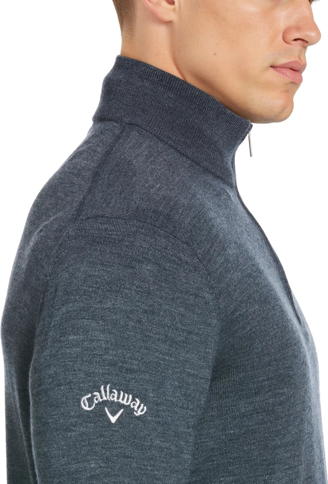 Callaway Golf Cgm790 Men’s Long Sleeve 1/4 Merino Sweater - Steel Heather