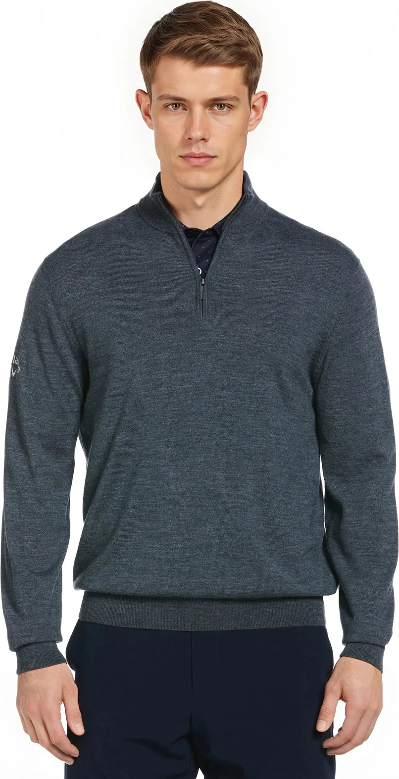 Callaway Golf Cgm790 Men’s Long Sleeve 1/4 Merino Sweater - Steel Heather - Adult s