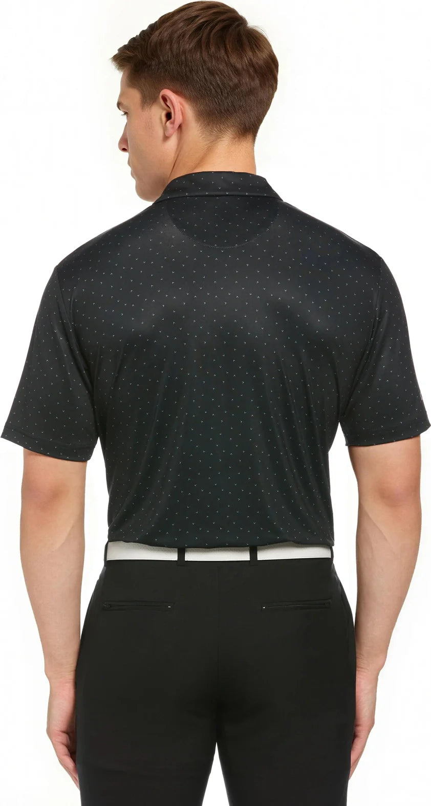 Callaway Golf Cgm791 Men;s Short Sleeve Micro Chev Print Polo - Caviar - Adult s