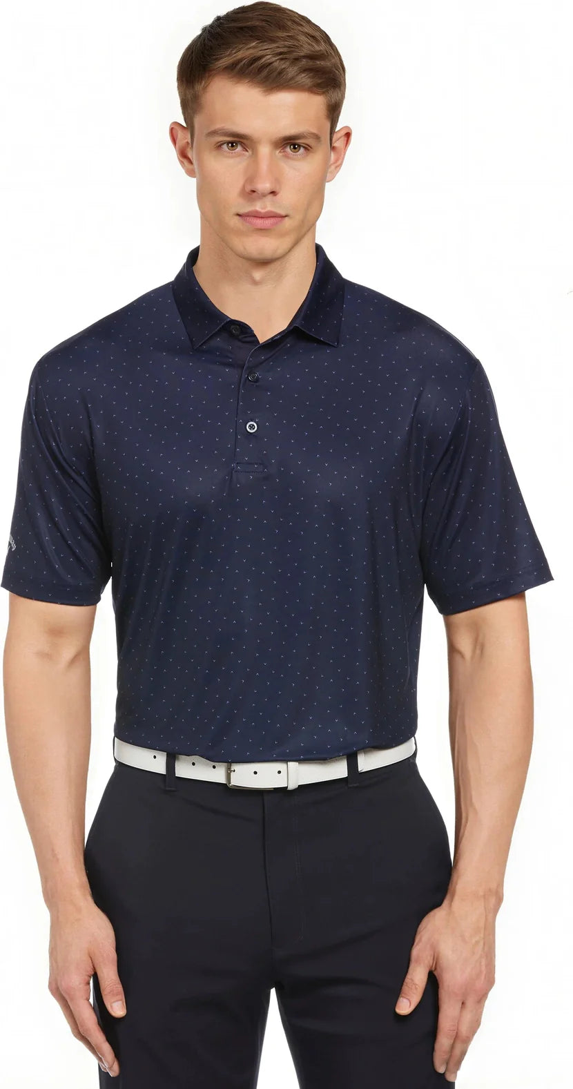 Callaway Golf Cgm791 Men;s Short Sleeve Micro Chev Print Polo - Peacoat - Adult s