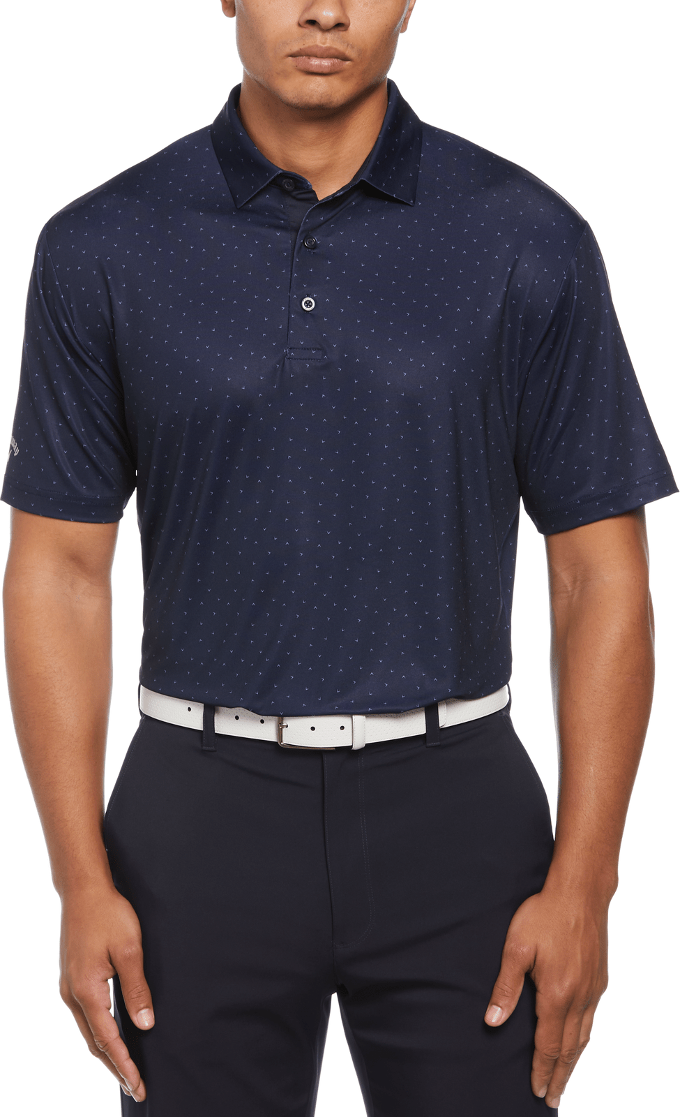 Callaway Golf Cgm791 Men;s Short Sleeve Micro Chev Print Polo - Peacoat