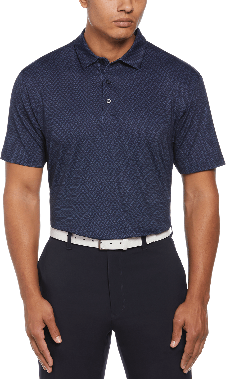 Callaway Golf Cgm794 Men’s Short Sleeve All Over Stitched Chev Polo - Peacoat