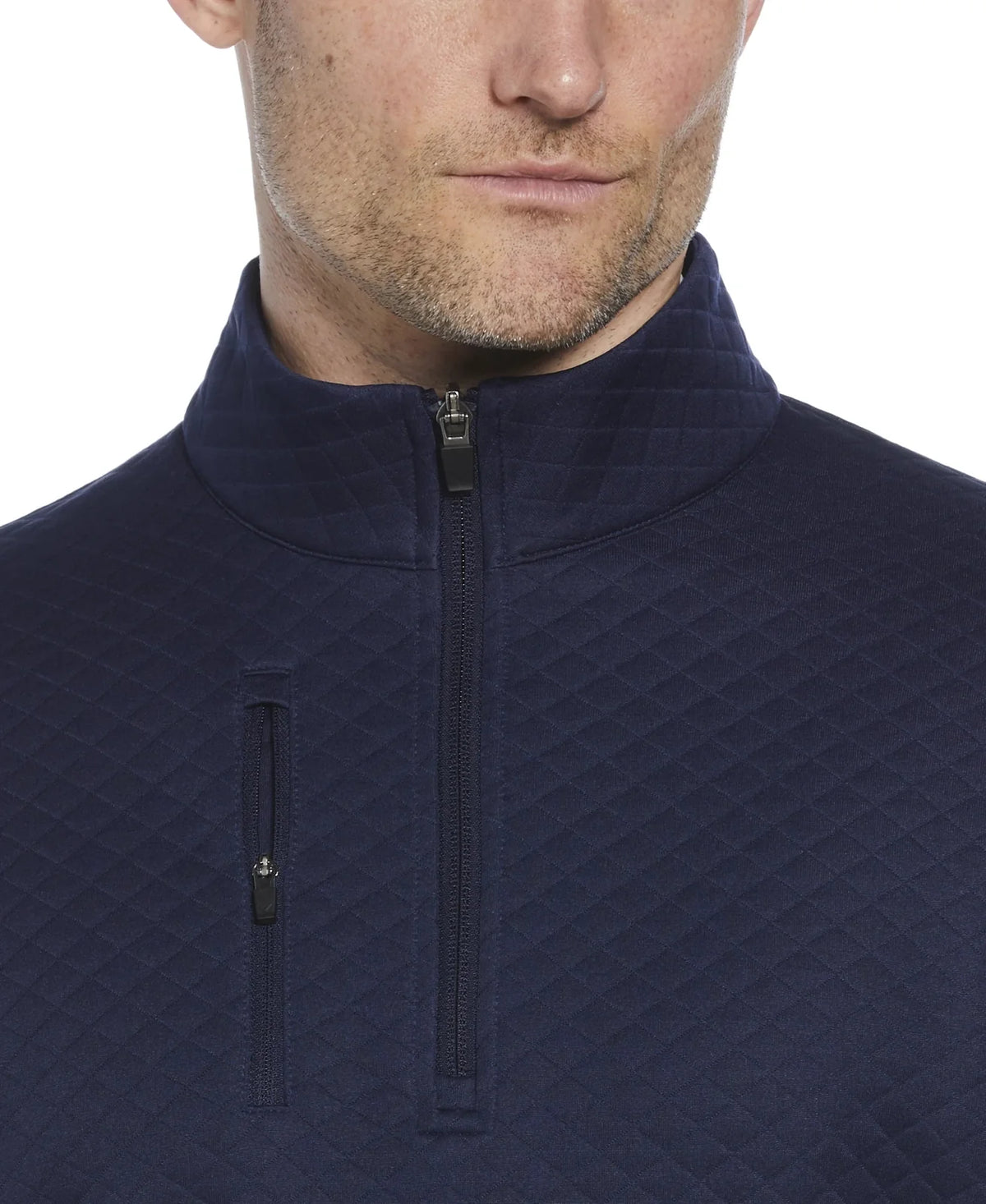 Callaway Golf Cgm798 Mid-weight Diamond Quilted Fleece 1/4 Zip - Peacoat