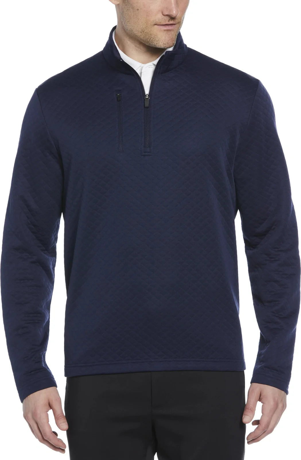 Callaway Golf Cgm798 Mid-weight Diamond Quilted Fleece 1/4 Zip - Peacoat